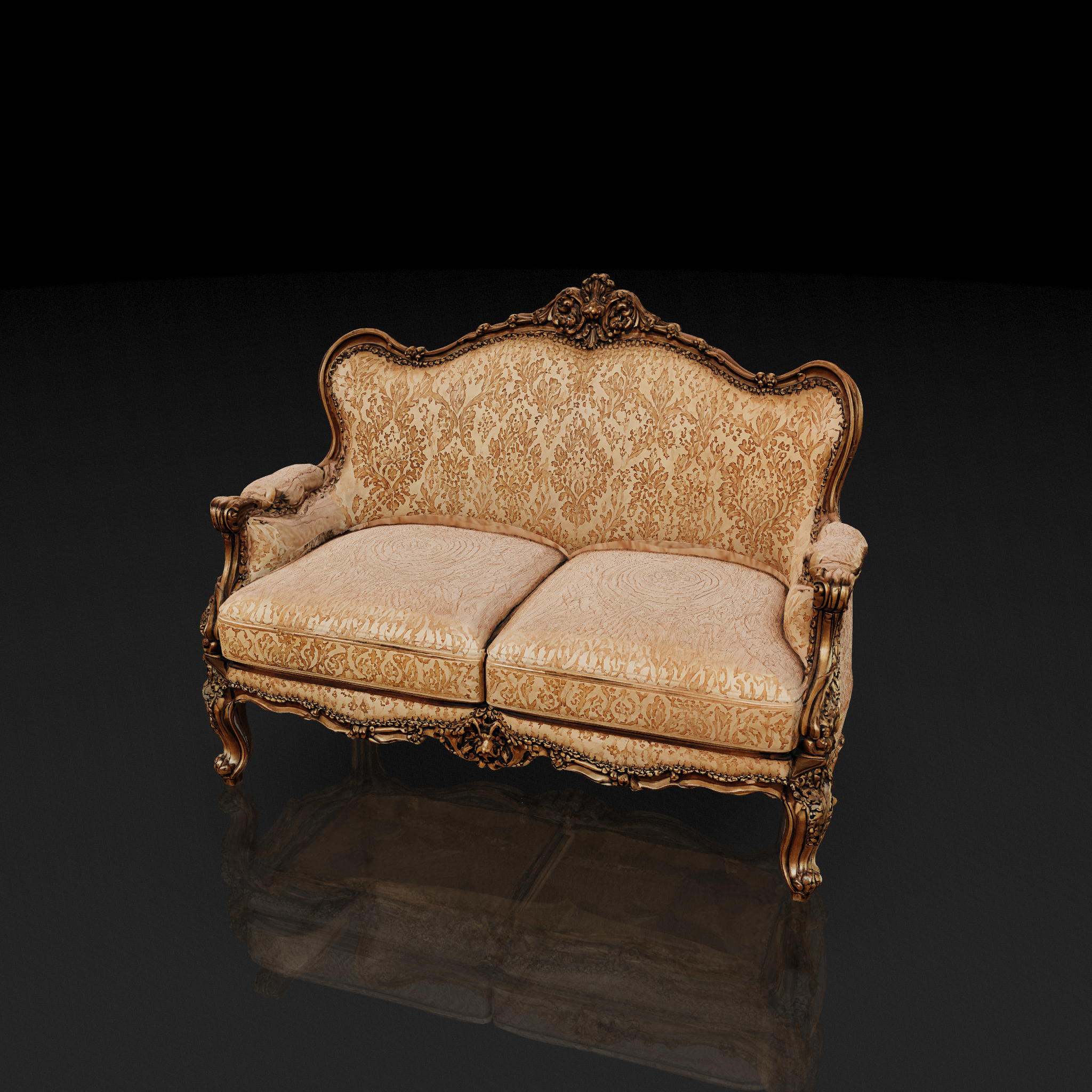 Ornate Wooden Sofa
