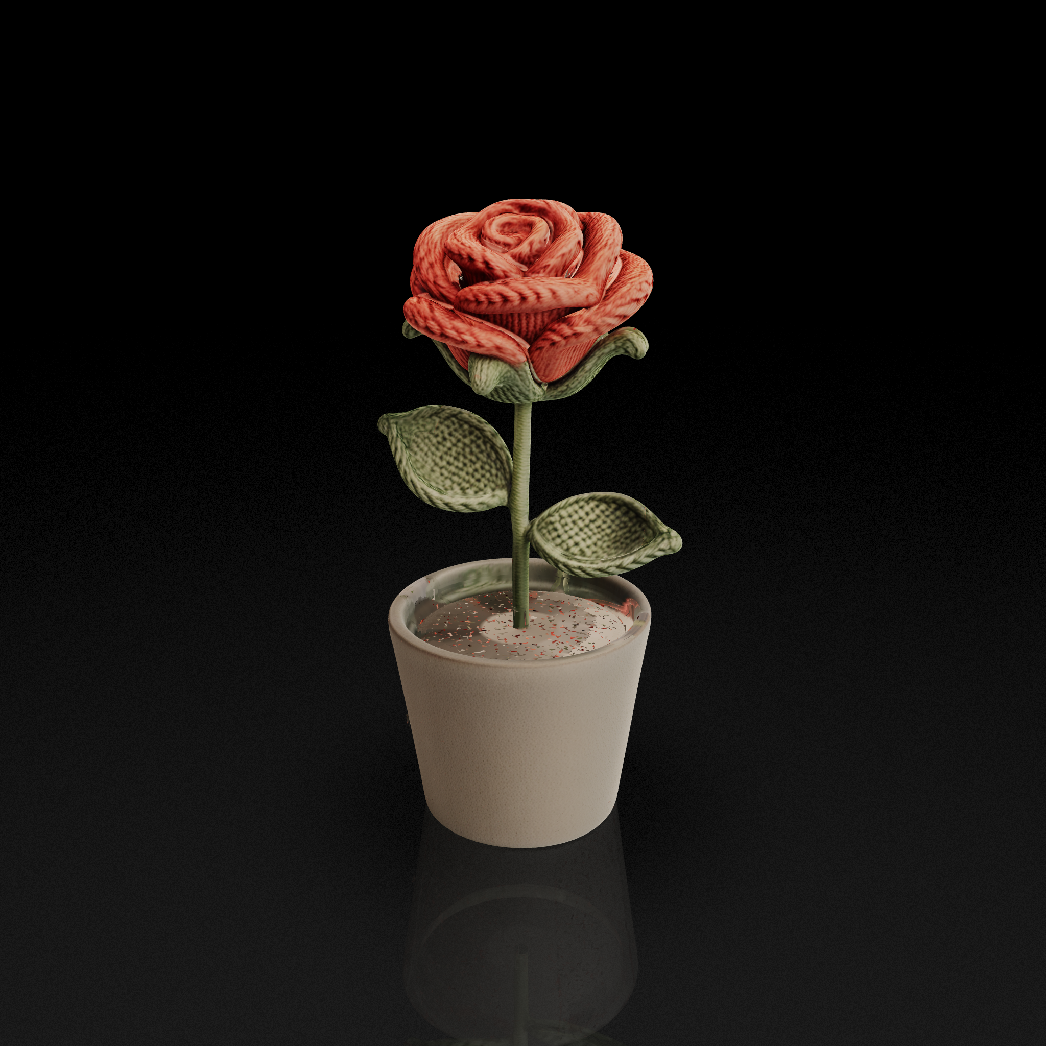 Knitted Rose Potted Plant