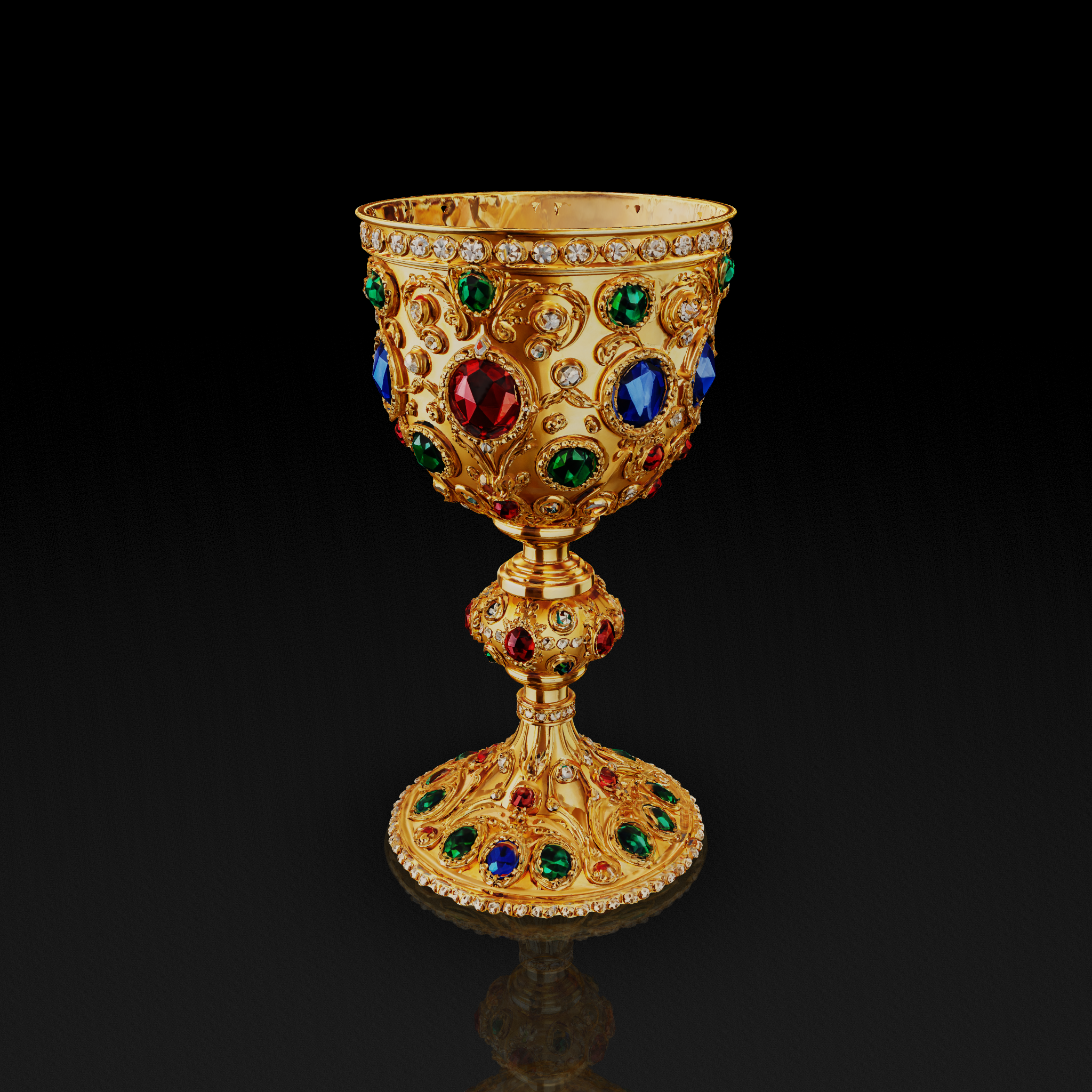 Gold Jeweled Goblet - 3D model