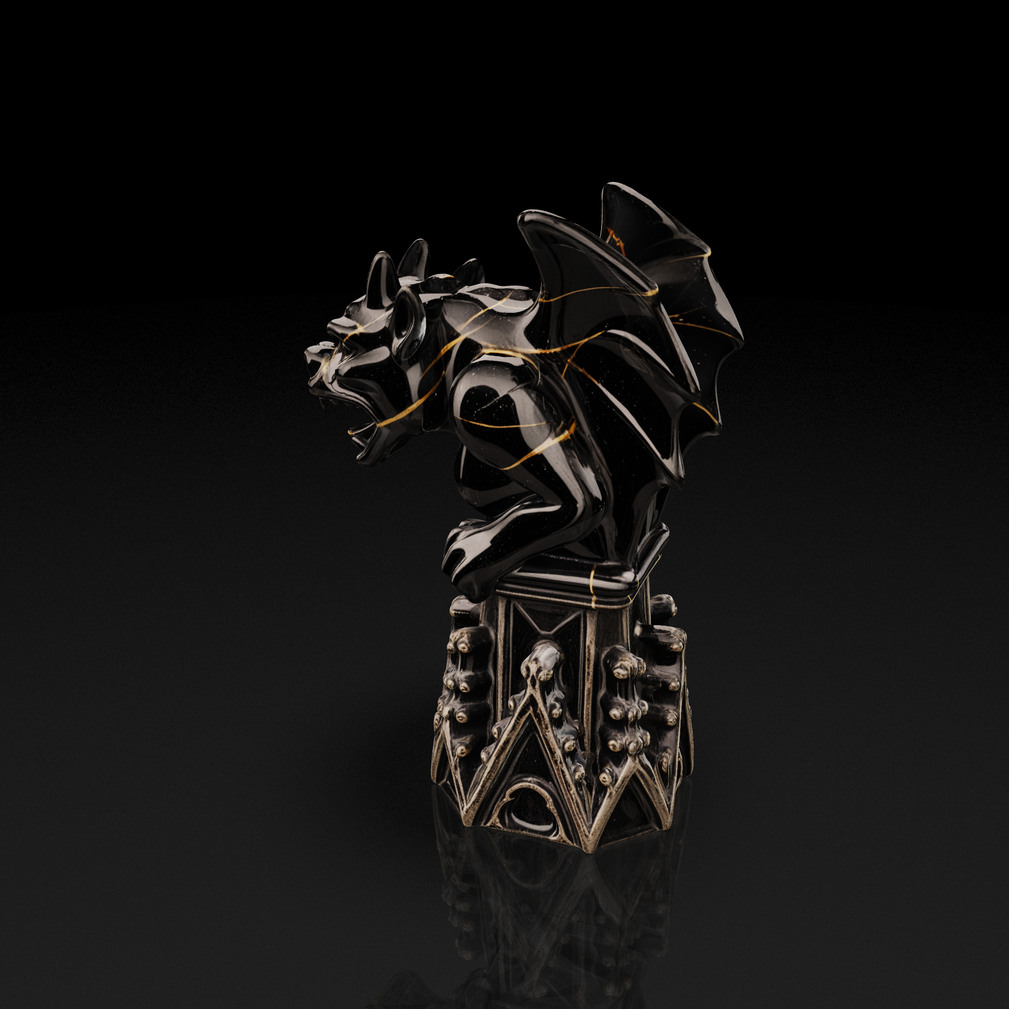 Obsidian Gargoyle Statue