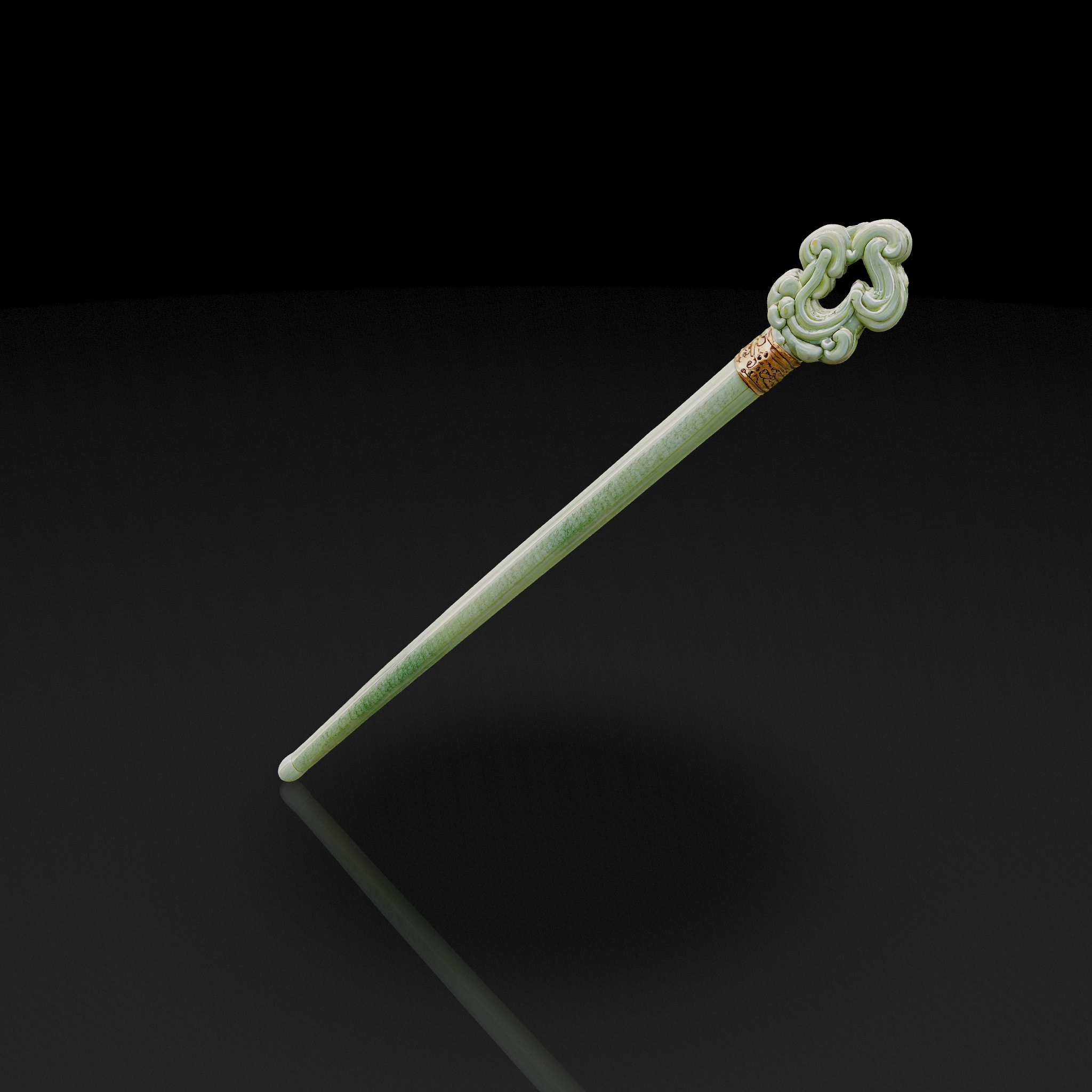 Green Jade Hairpin - 3D model