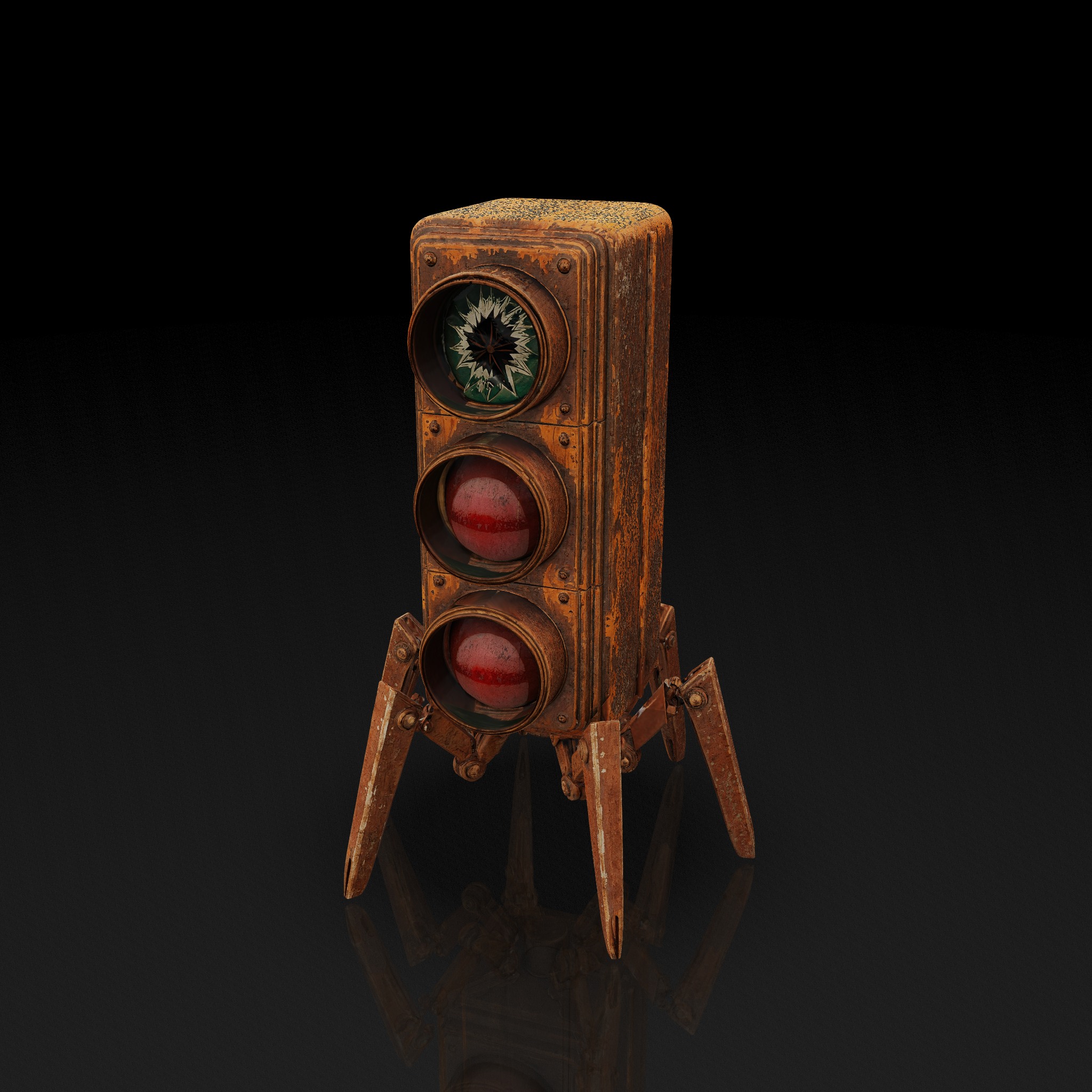 Rusty Robot Traffic Light - 3D model