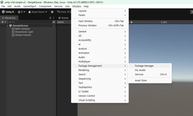 Open Package Manager in Unity