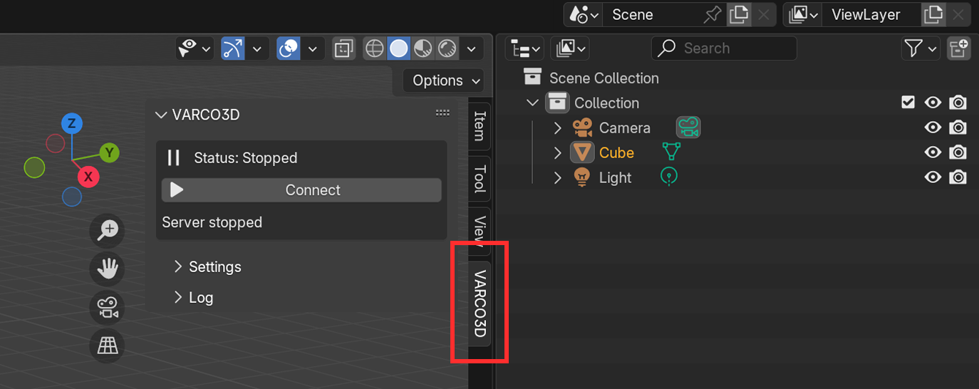 Open the VARCO 3D Bridge panel - View 2