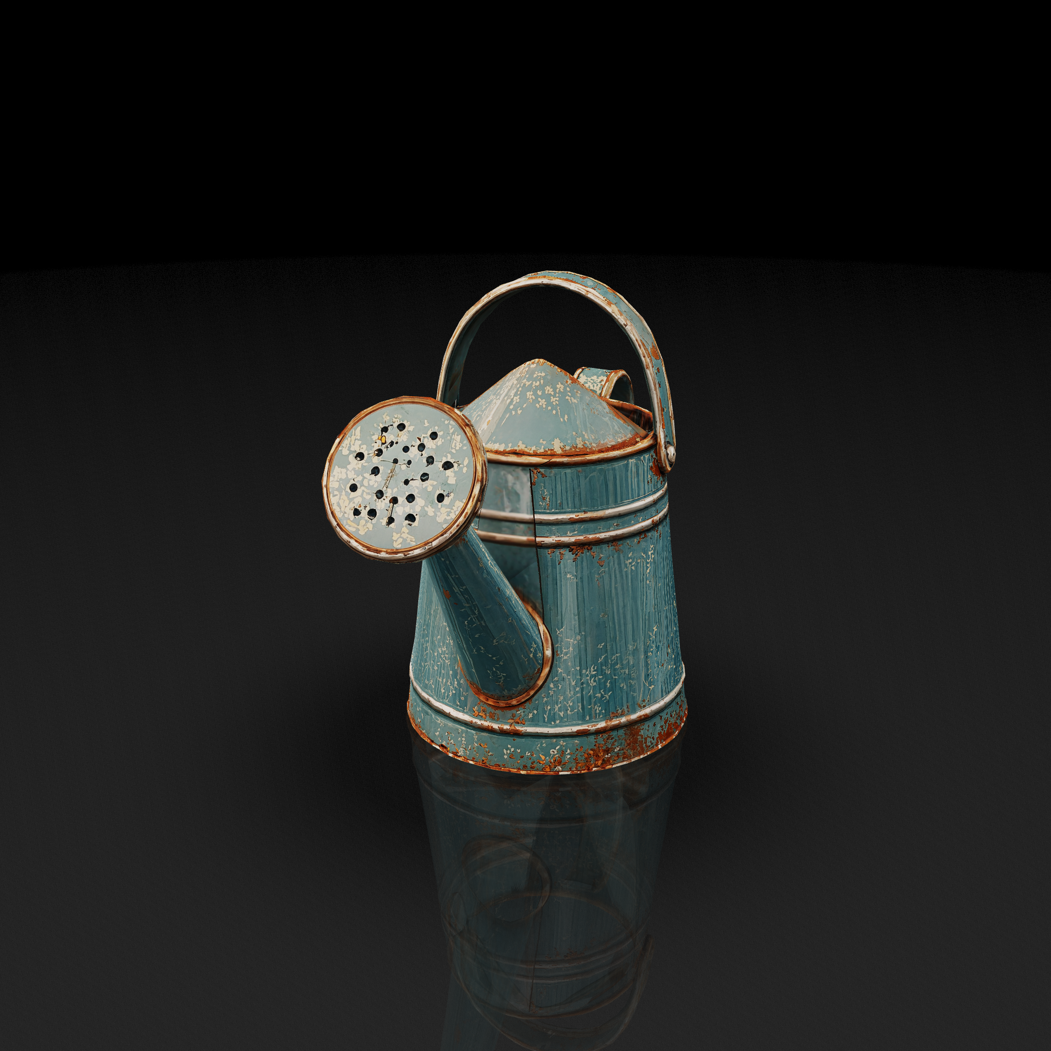 Rusty Metal Watering Can - 3D model