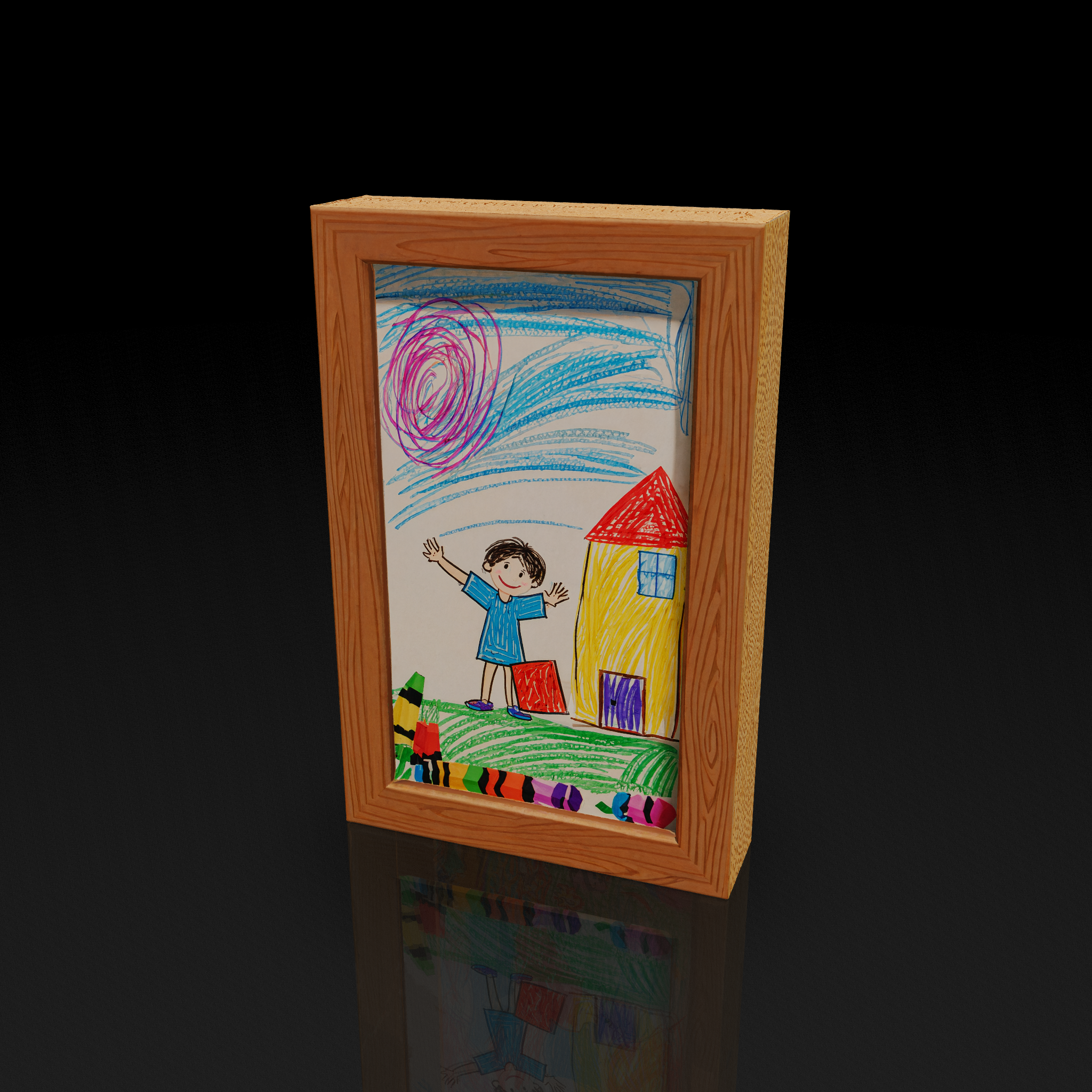Wooden Crayon Shadowbox