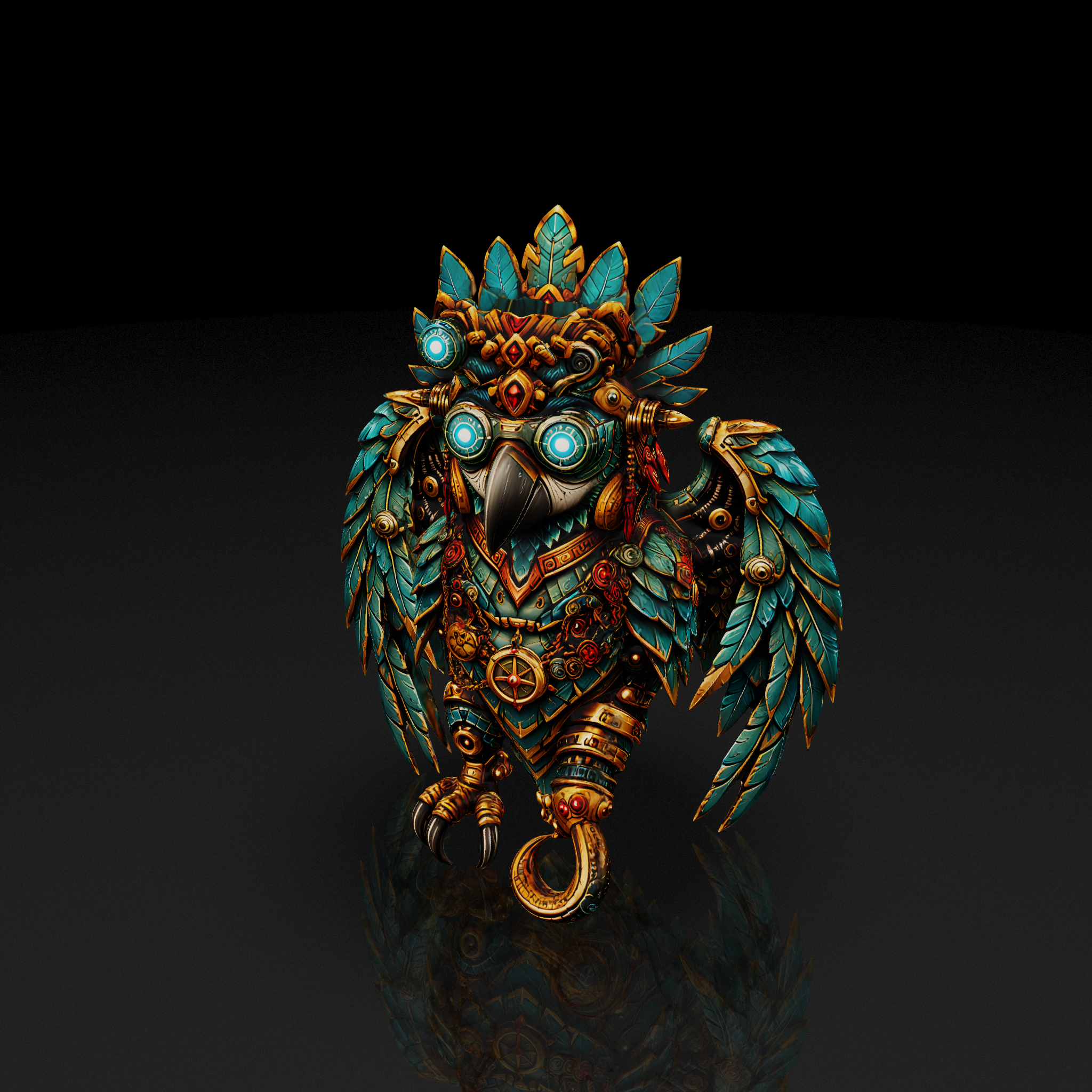 Steampunk Teal Parrot