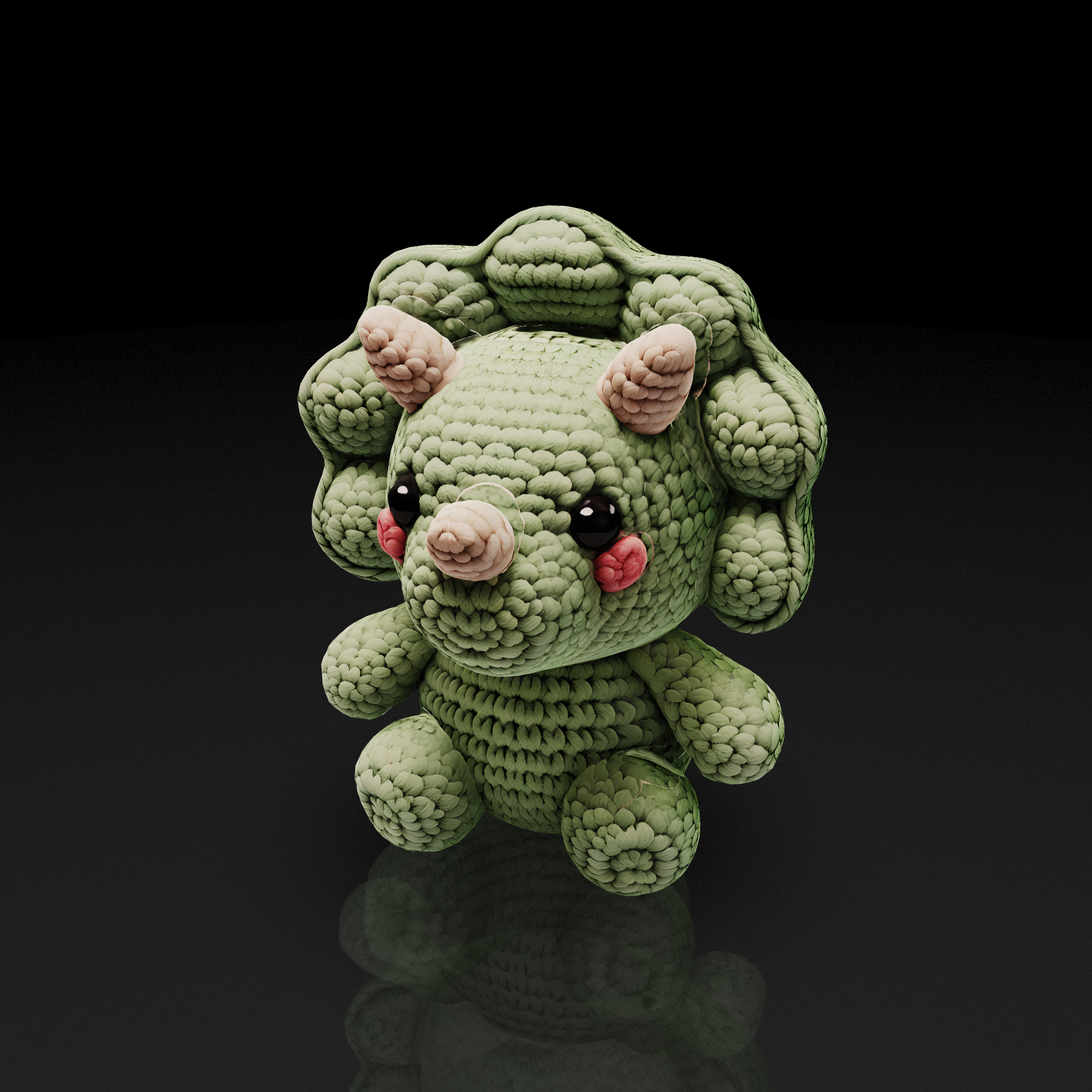 Green Amigurumi Triceratops