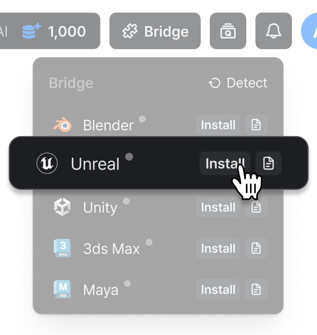 Download the Unreal bridge plugin from VARCO 3D Studio