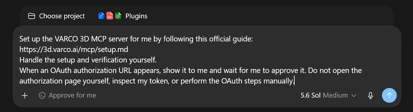 Instructions on the prompt of Codex App