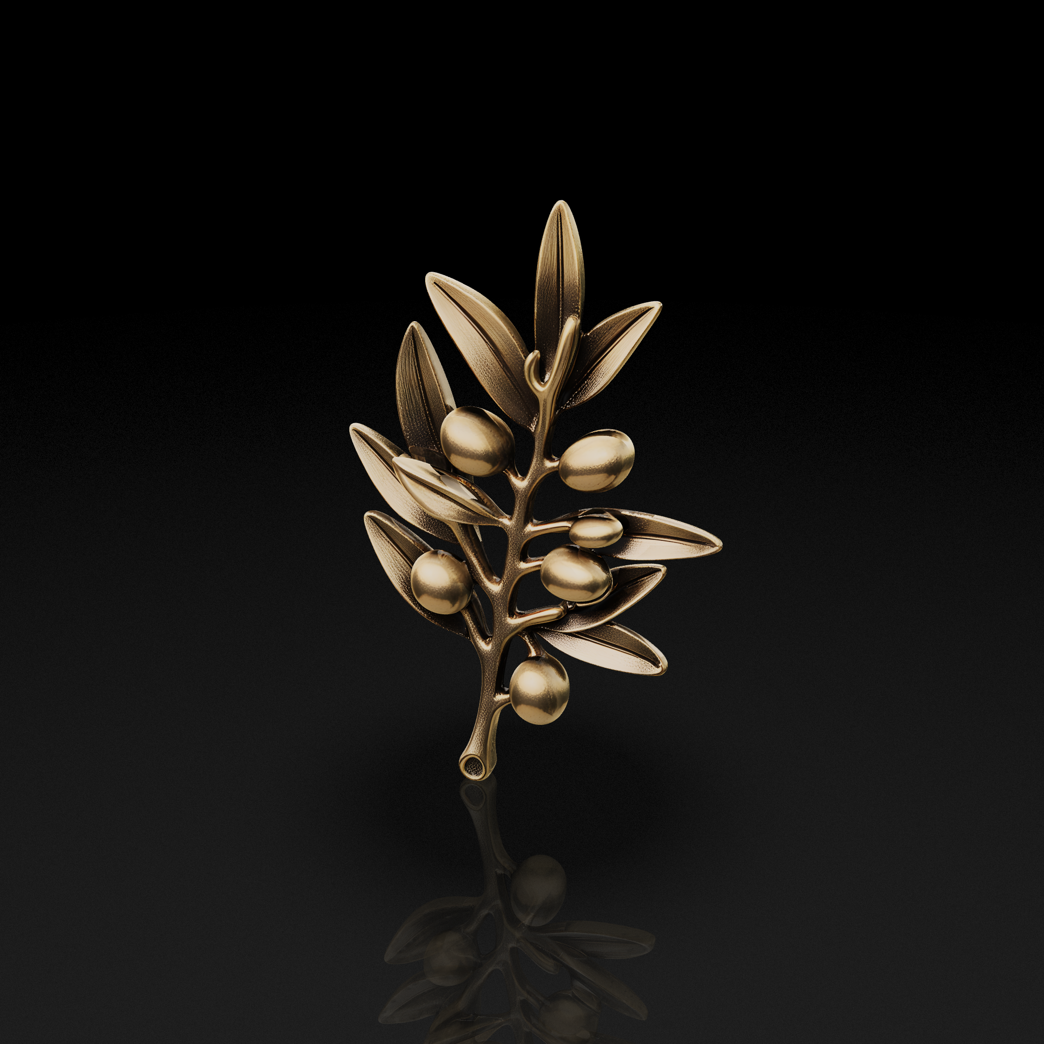 Brass Olive Brooch