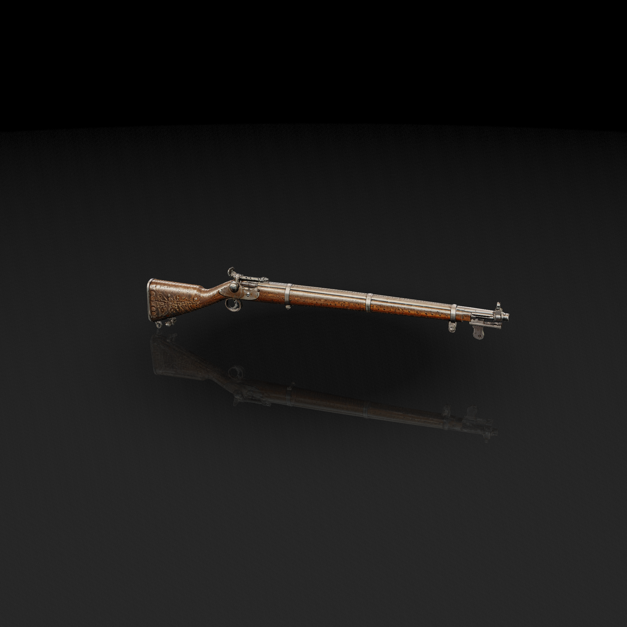 Antique Wooden Rifle - 3D model