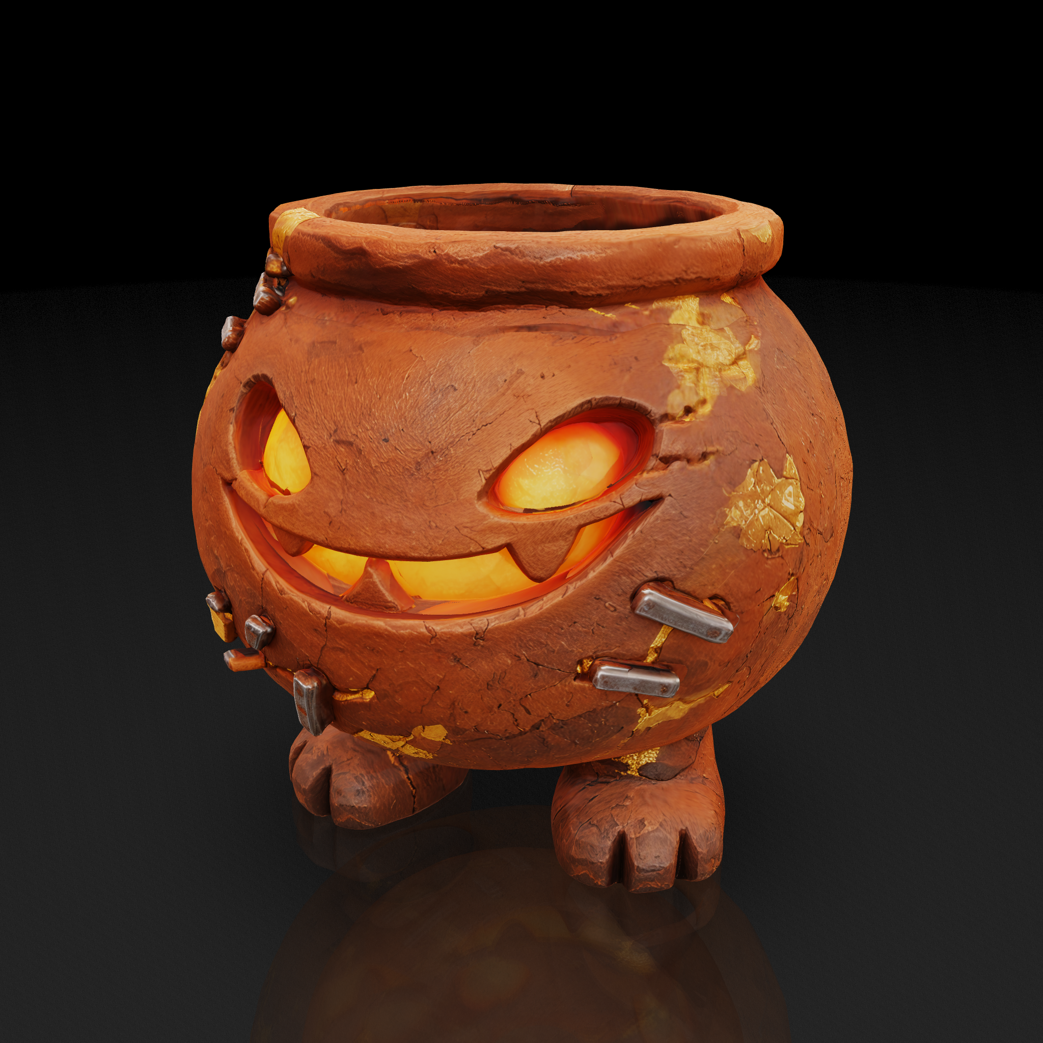 Cracked Glowing Cauldron - 3D model