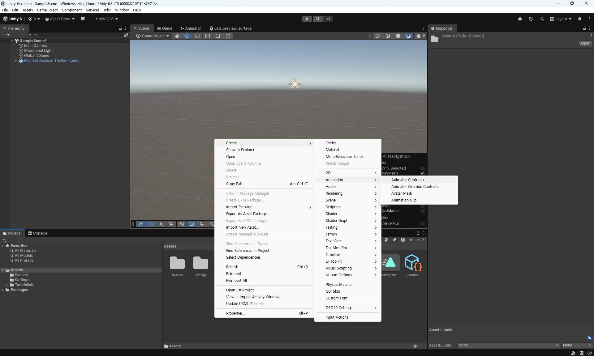 Create > Animation > Animator Controller