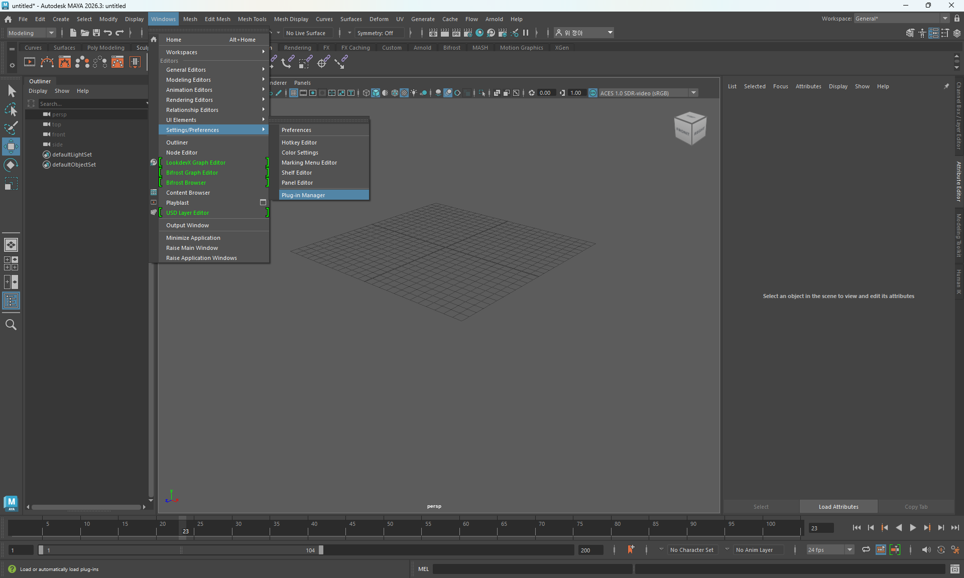 Open Plug-in Manager in Maya