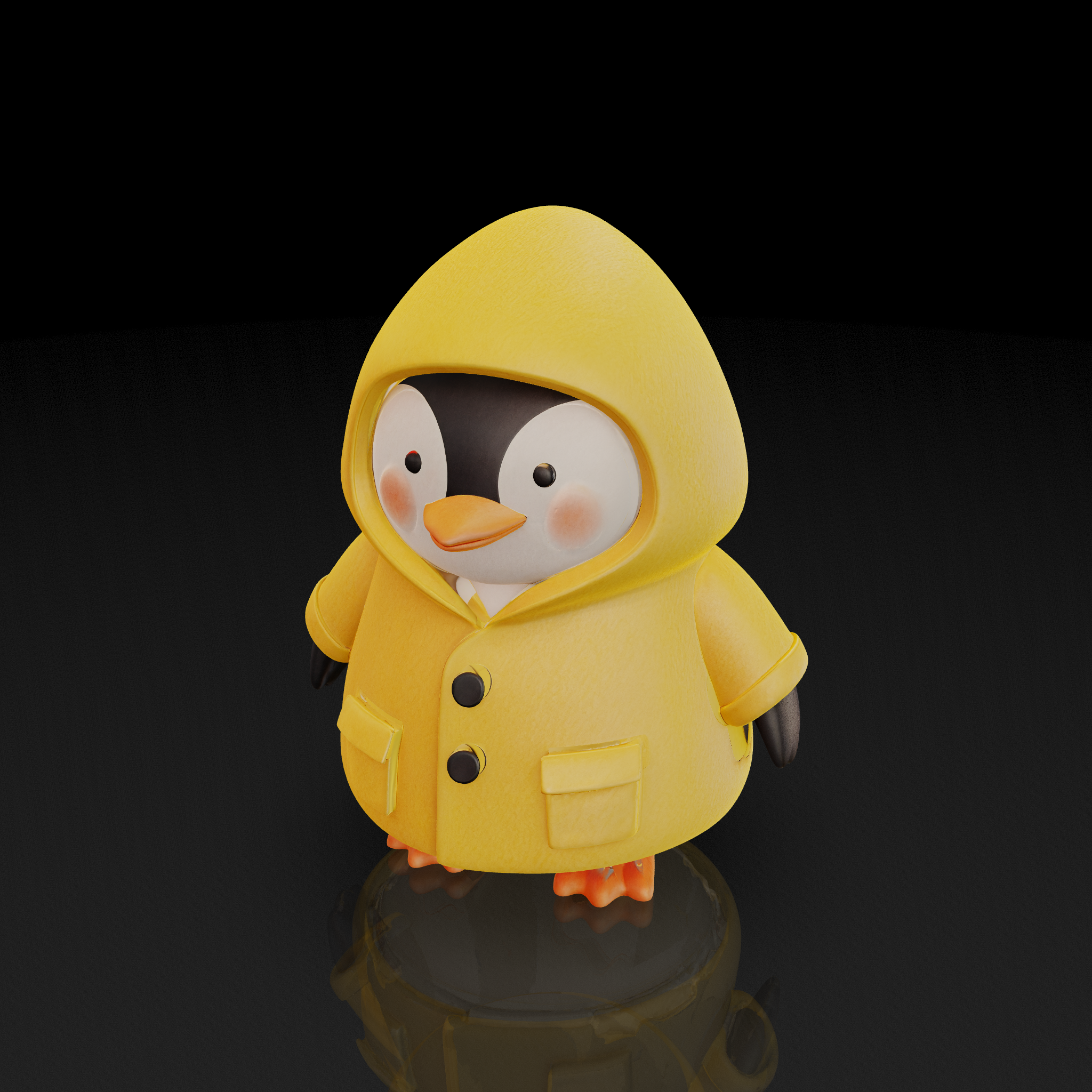 Yellow Raincoat Penguin - 3D model