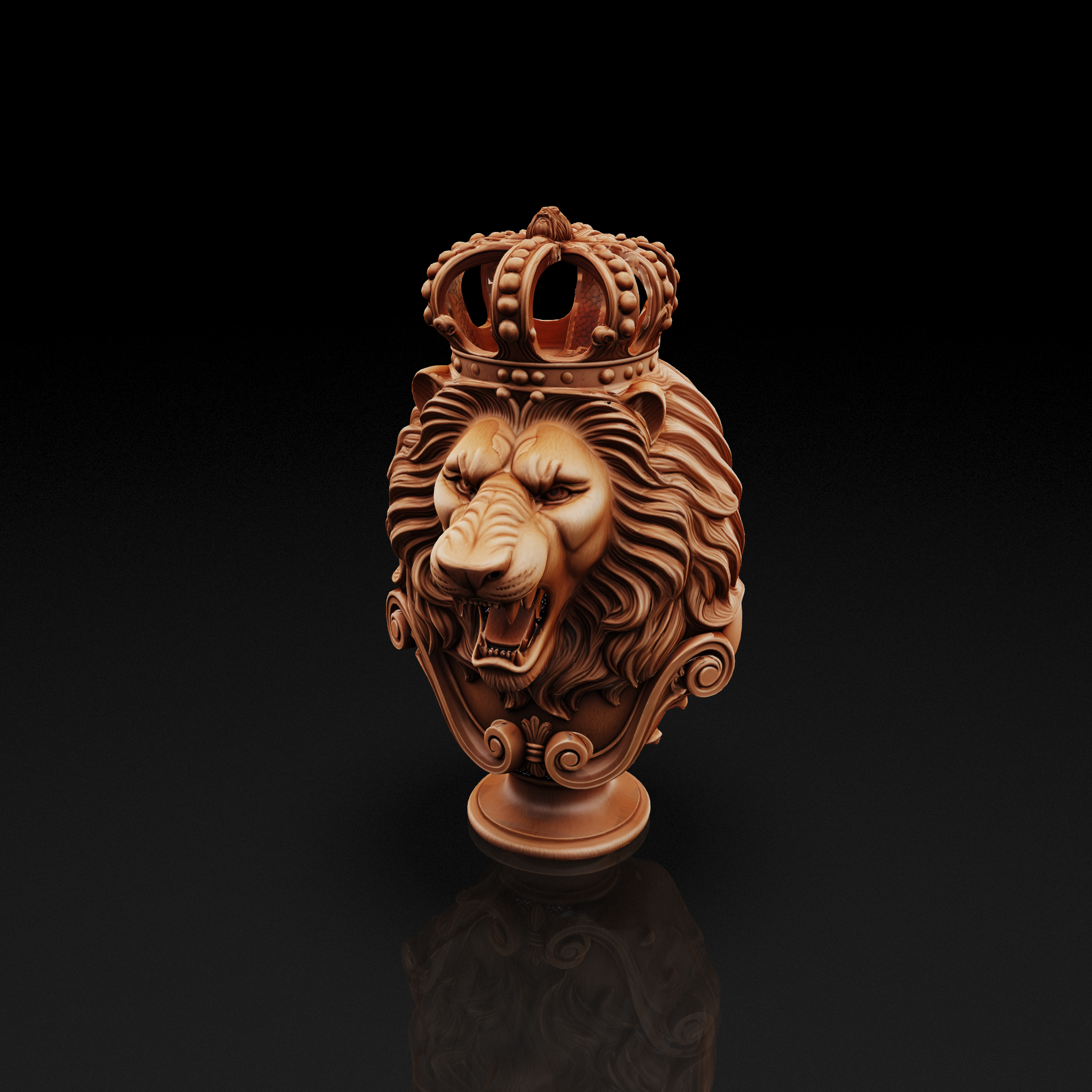 Wooden Crowned Lion
