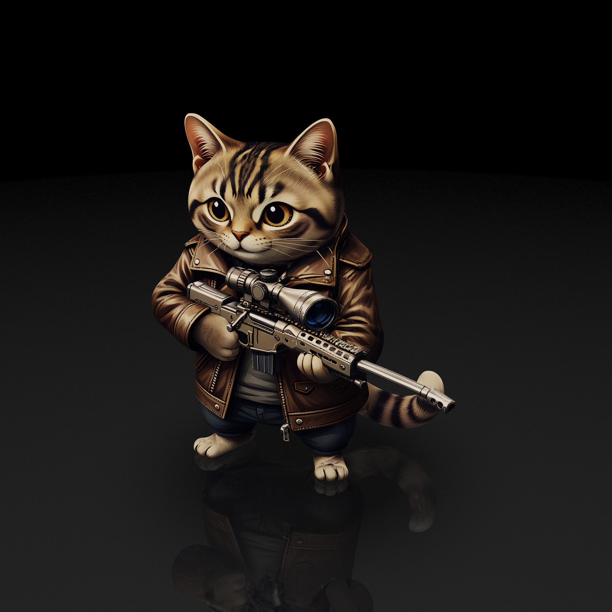 Leather Jacket Cat Sniper