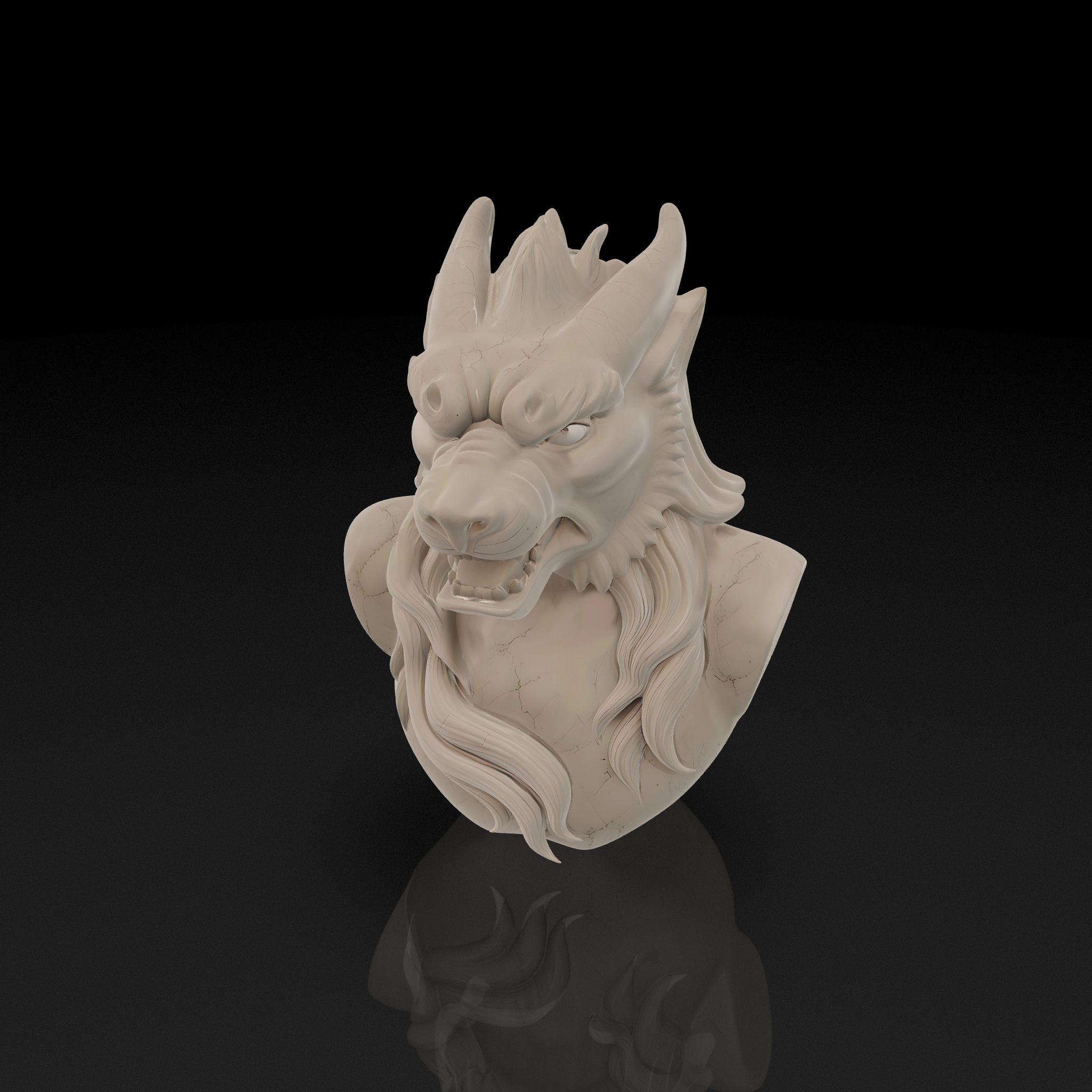 Marble Guardian Lion Bust