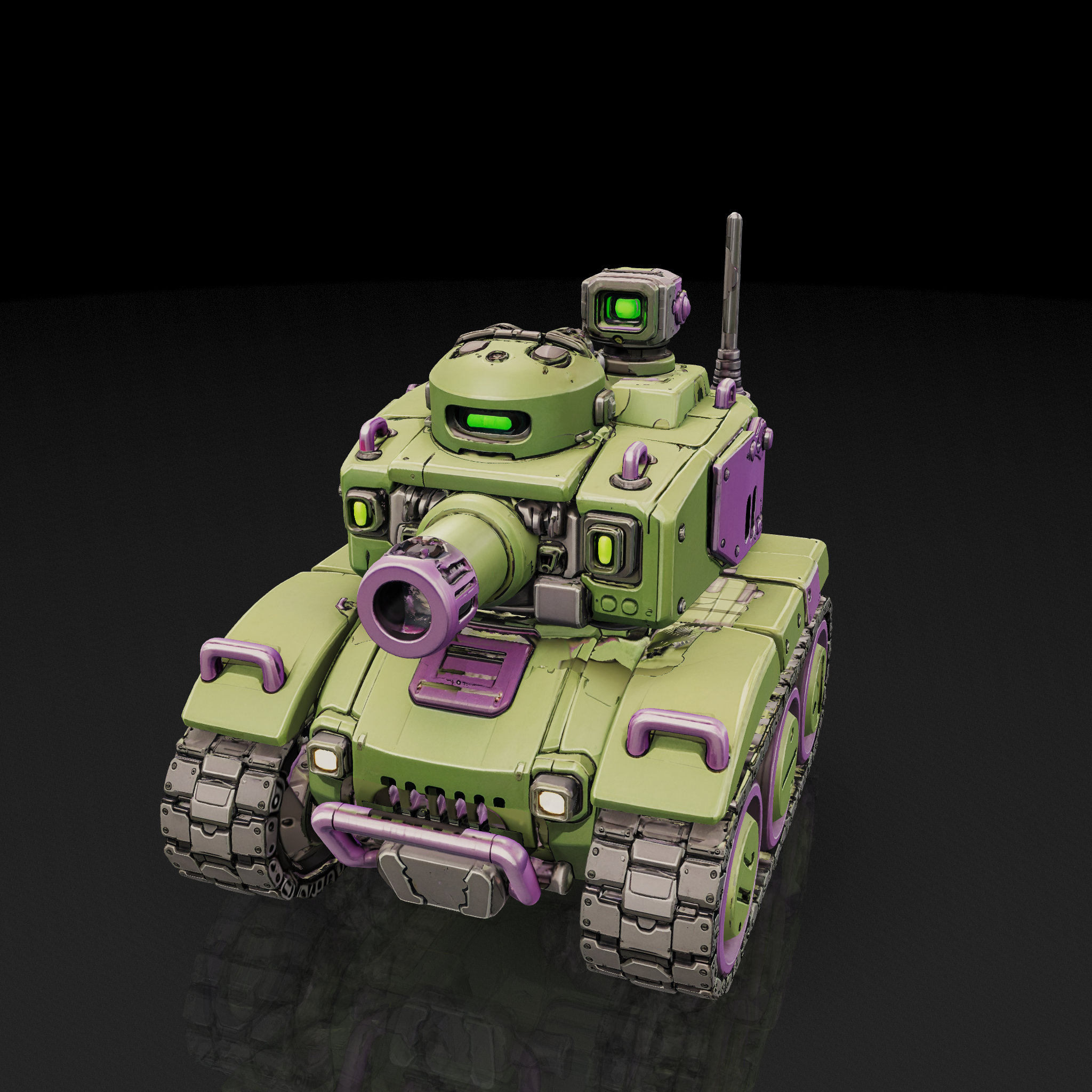 Green Purple Tank - 3D model