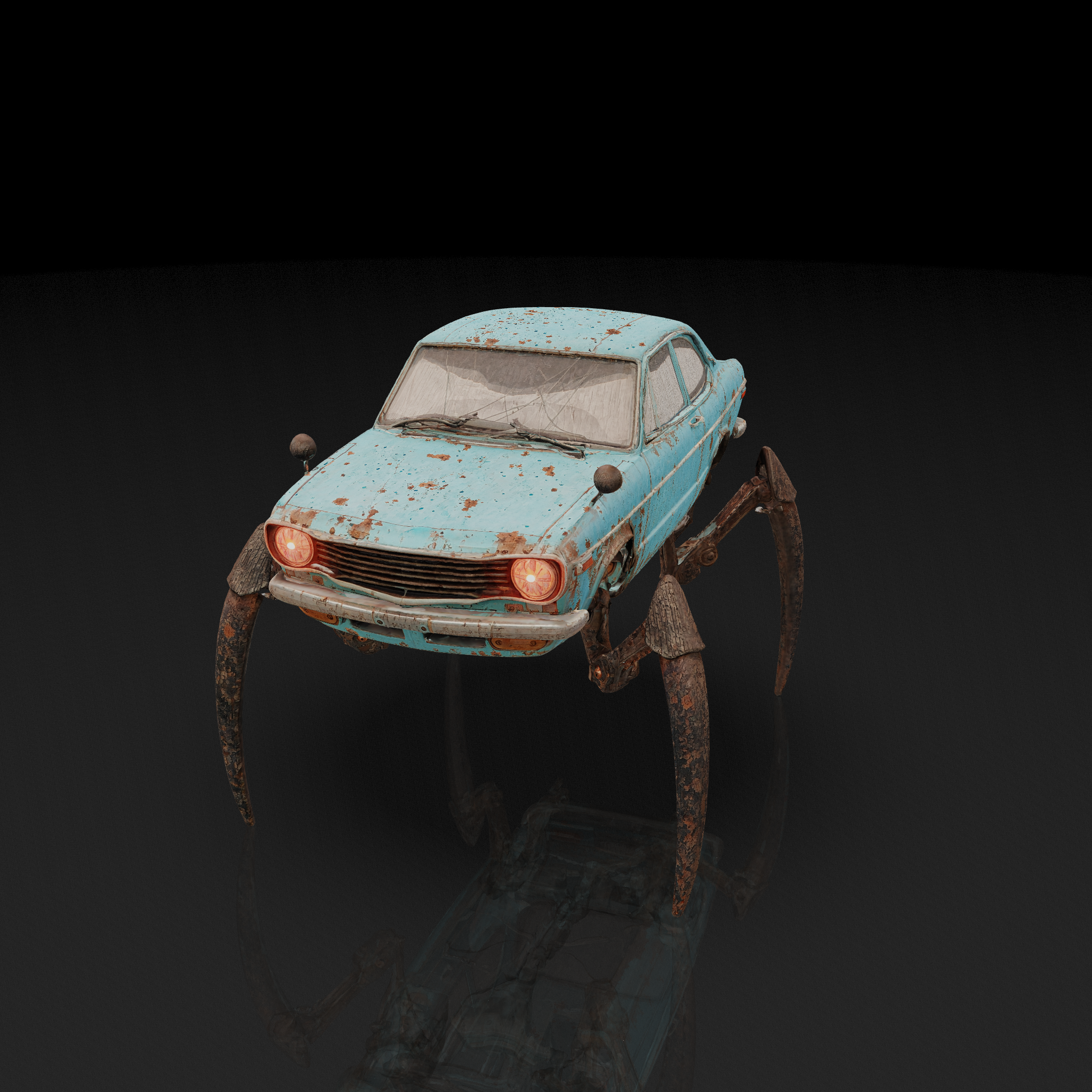 Rusty Blue Spider Car - 3D model