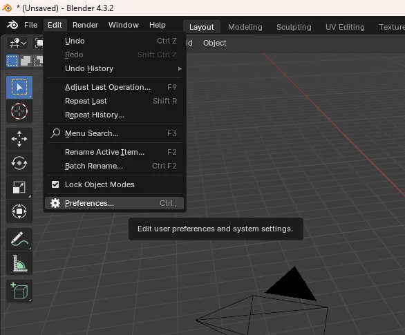 Open Blender Preferences