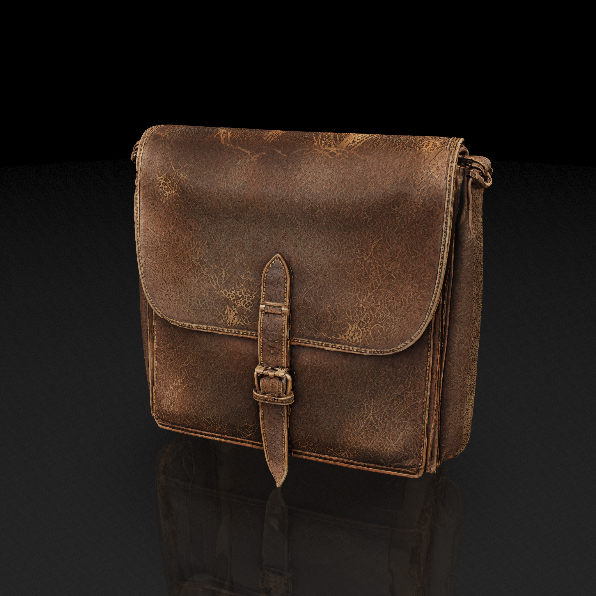 Distressed Leather Satchel - 3D model