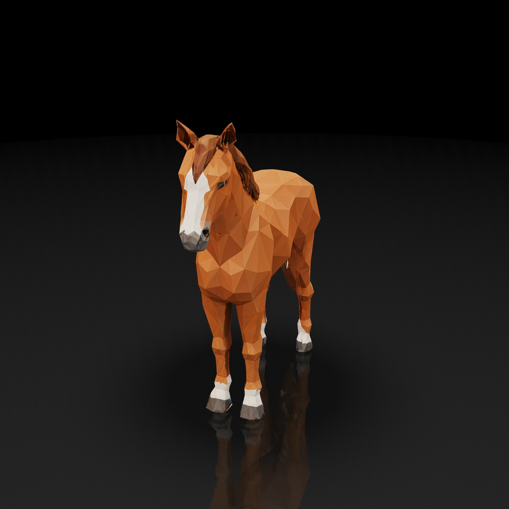 Low Poly Brown Horse - 3D model