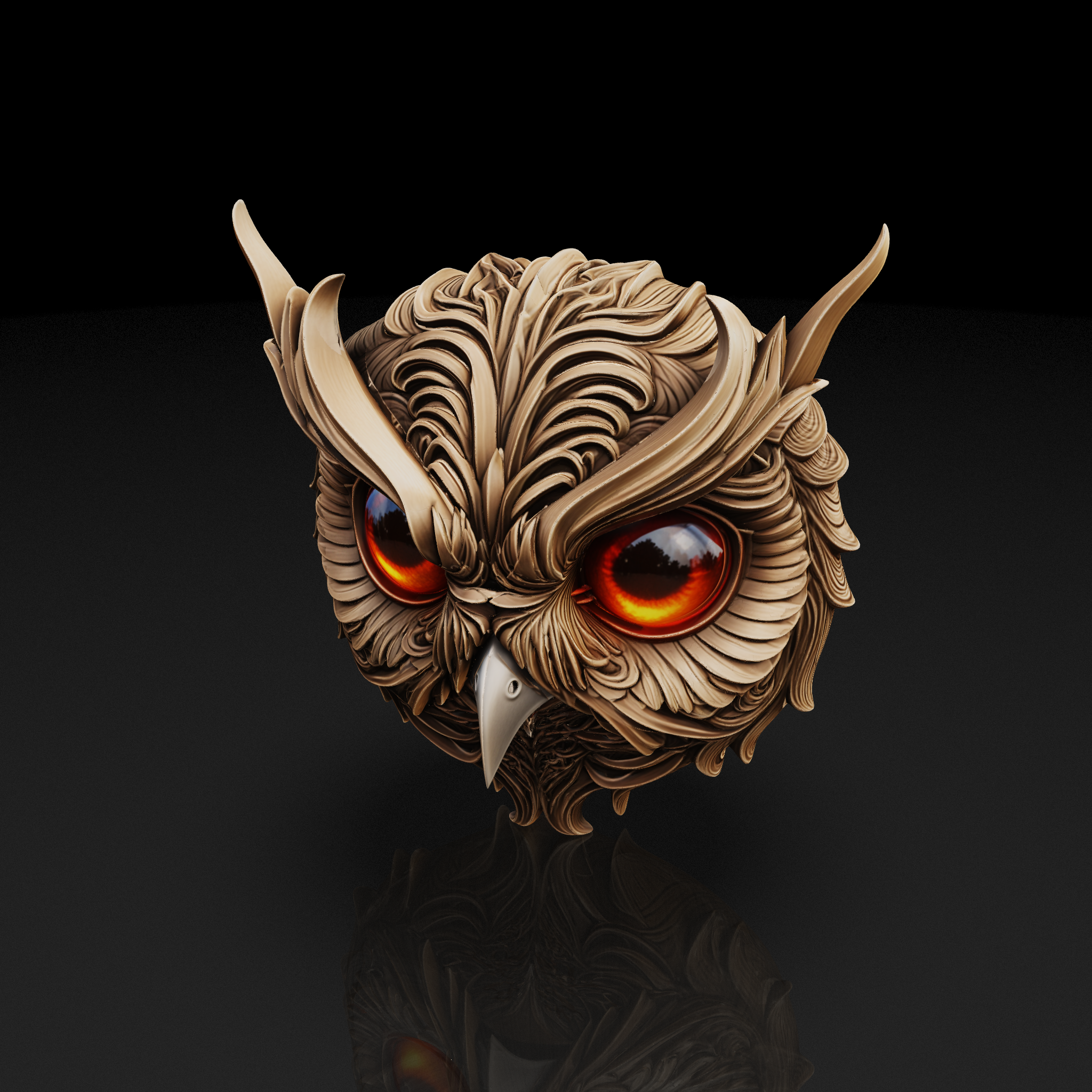 Bronze Carved Owl