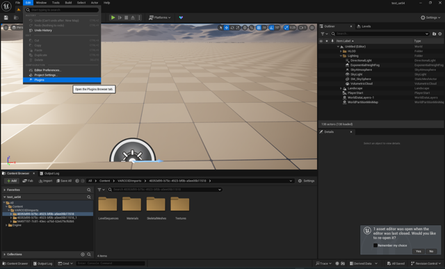 Open Edit > Plugins in Unreal Editor