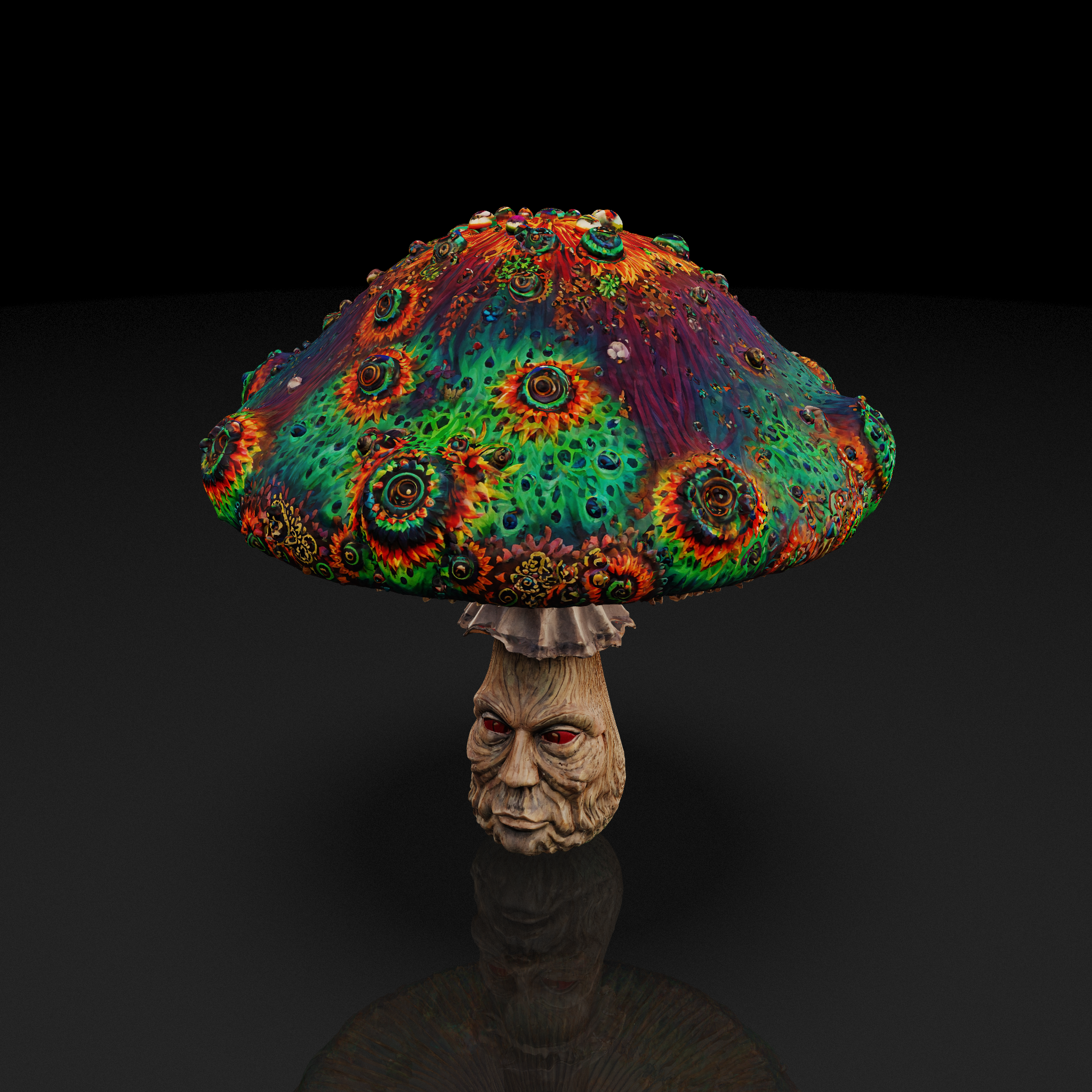 Vibrant Fractal Mushroom