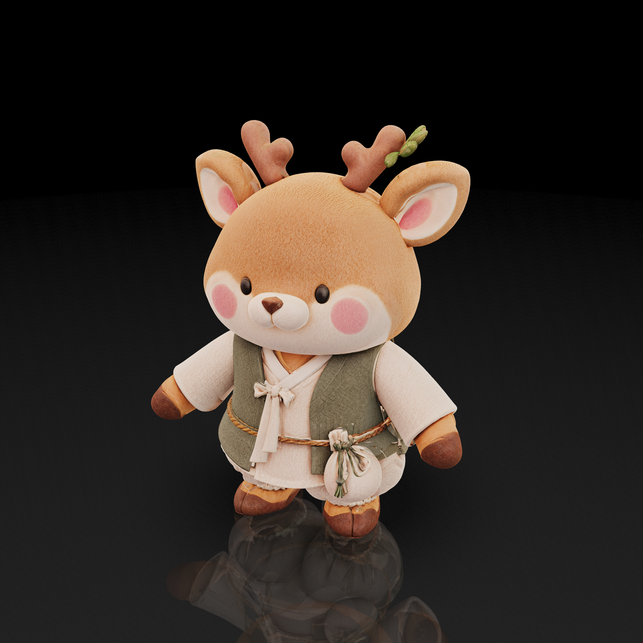 Cute Hanbok Deer - 3D model