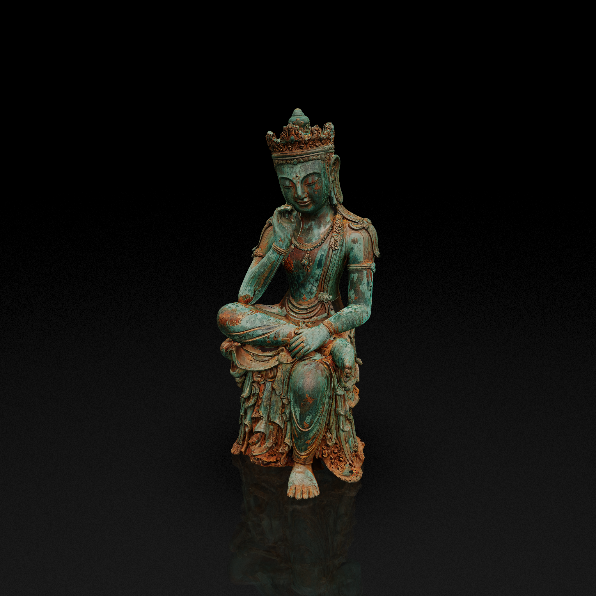 Verdigris Bronze Bodhisattva