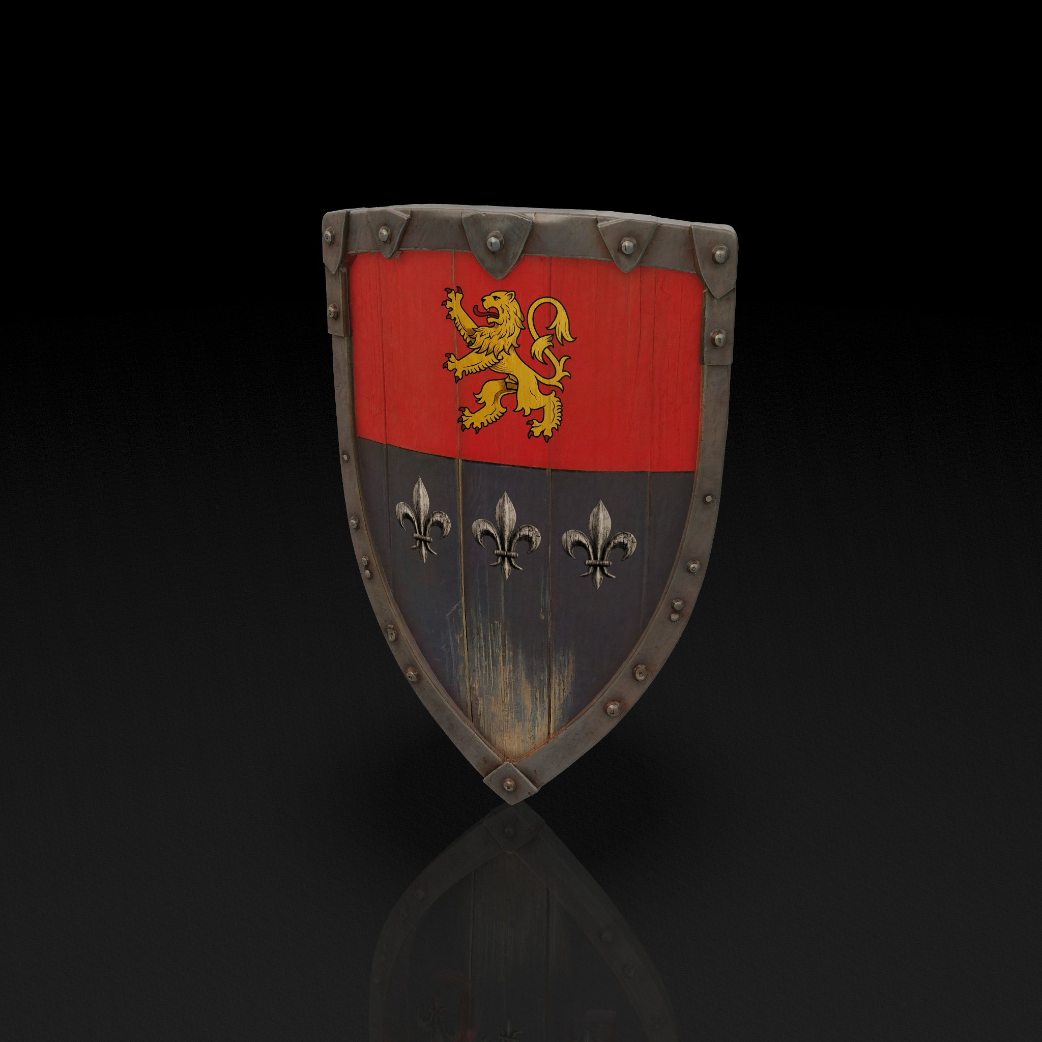 Red Blue Wooden Shield