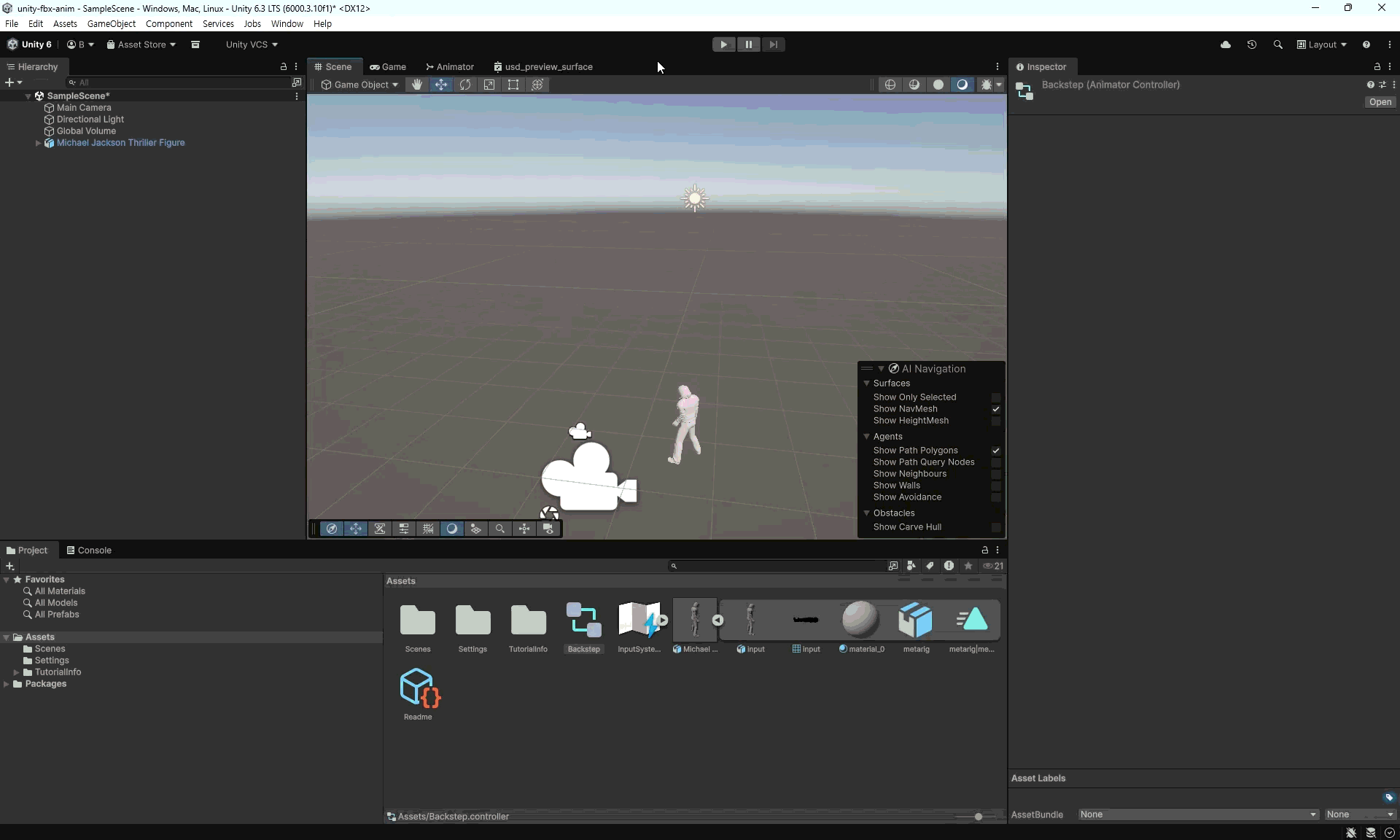 FBX animation clip dropped into the Animator Controller