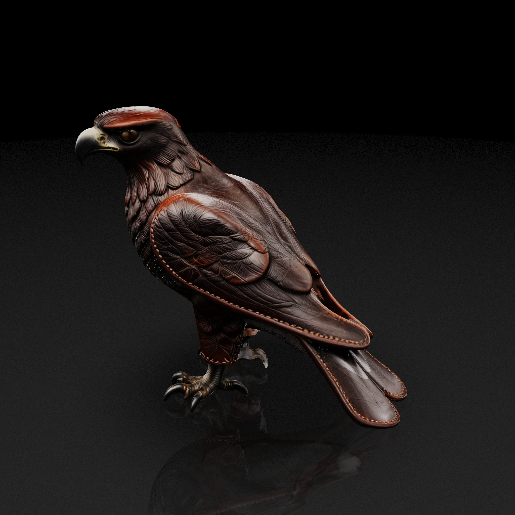 Leather Falcon Sculpture