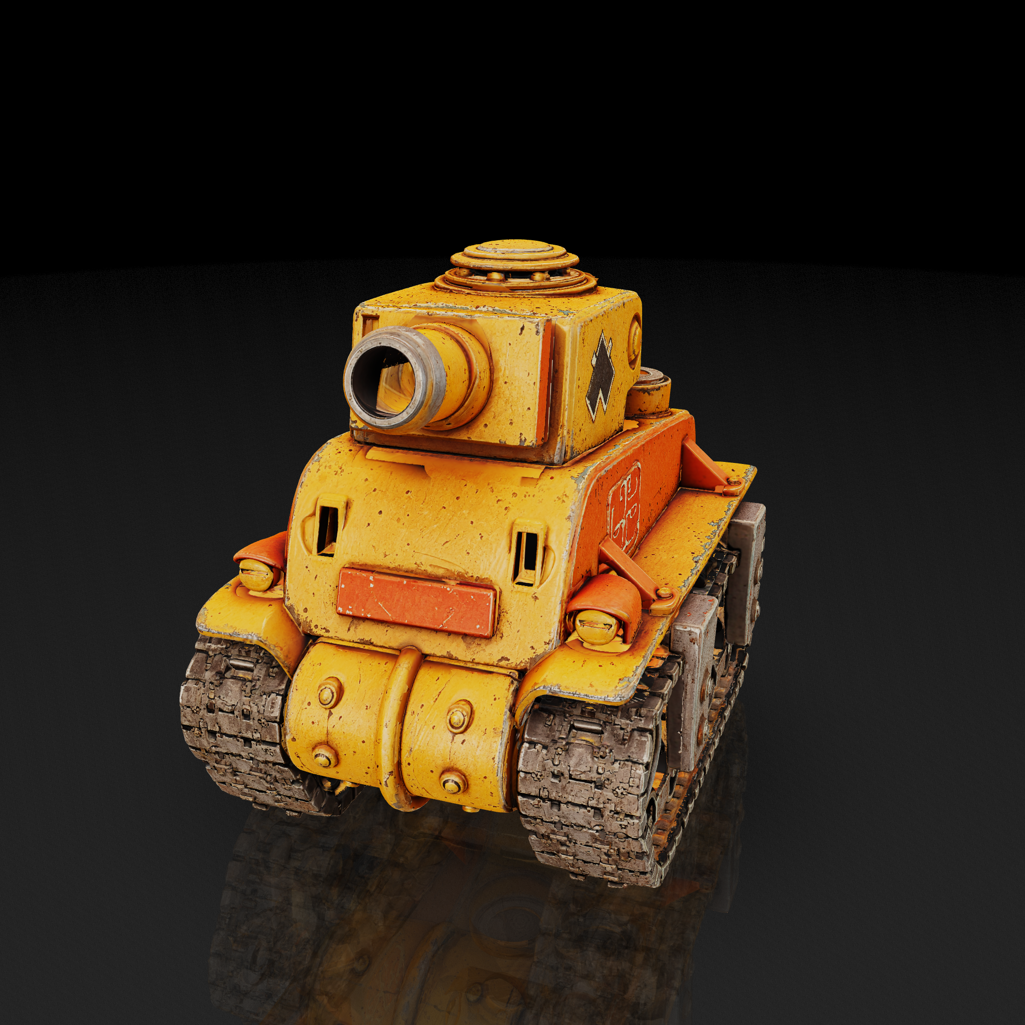 Stylized Yellow Tank - 3D model