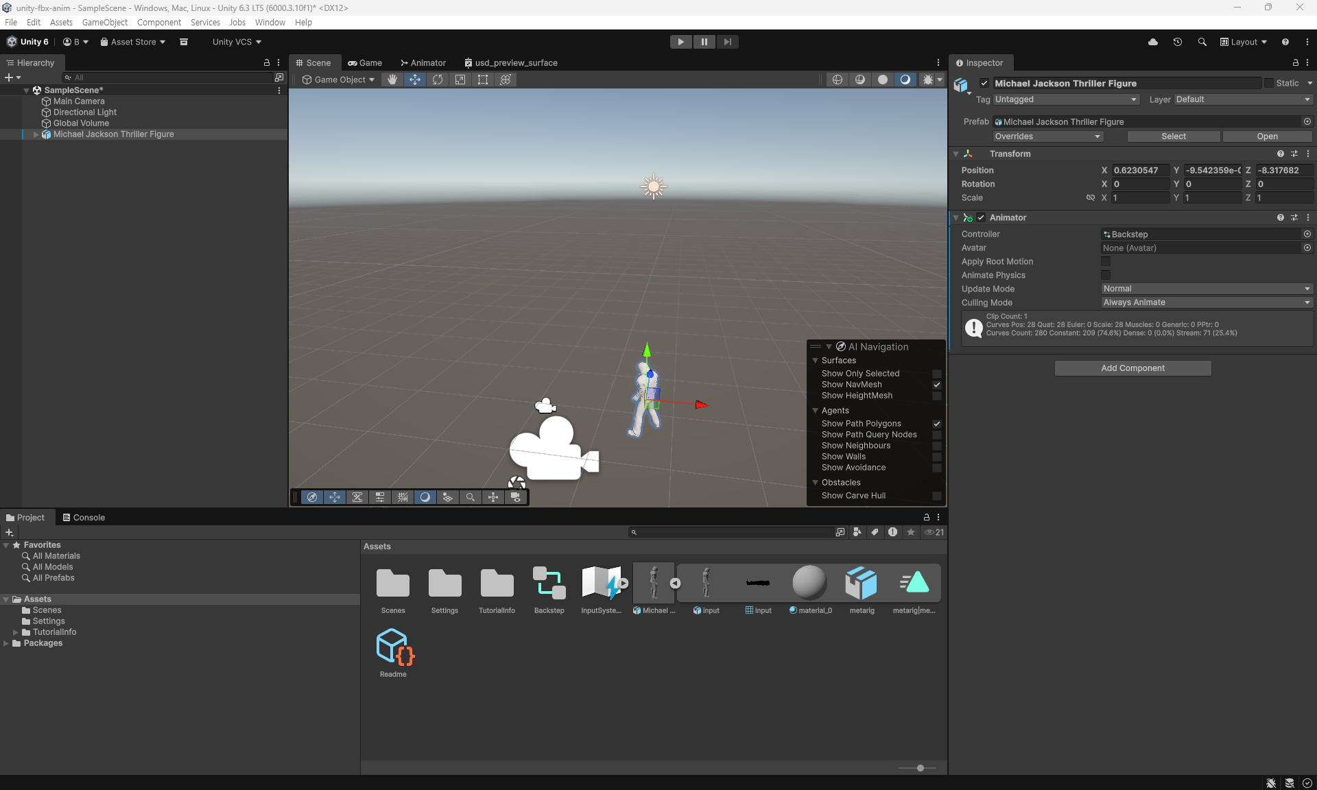 Animator component with the Animator Controller assigned to the Controller field